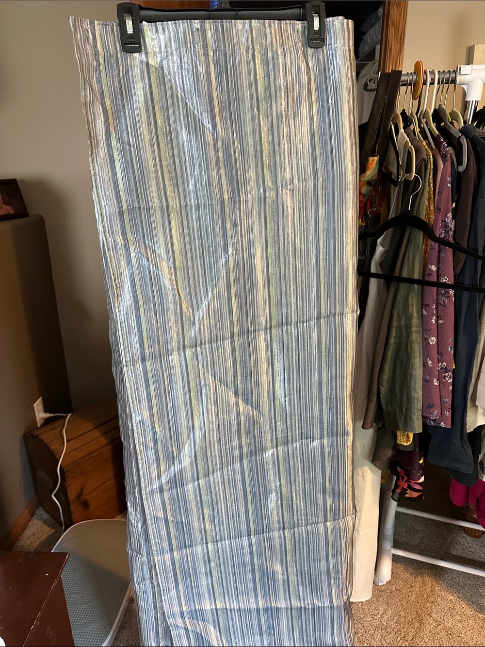 Striped Blue Shower Curtain - Lightweight Polyester